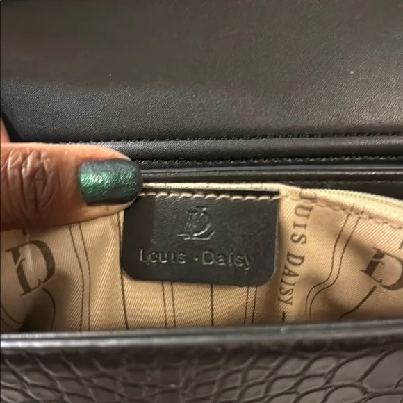 Louis and Daisy Black Crocodile Embossed Handbag Crossbody Bag